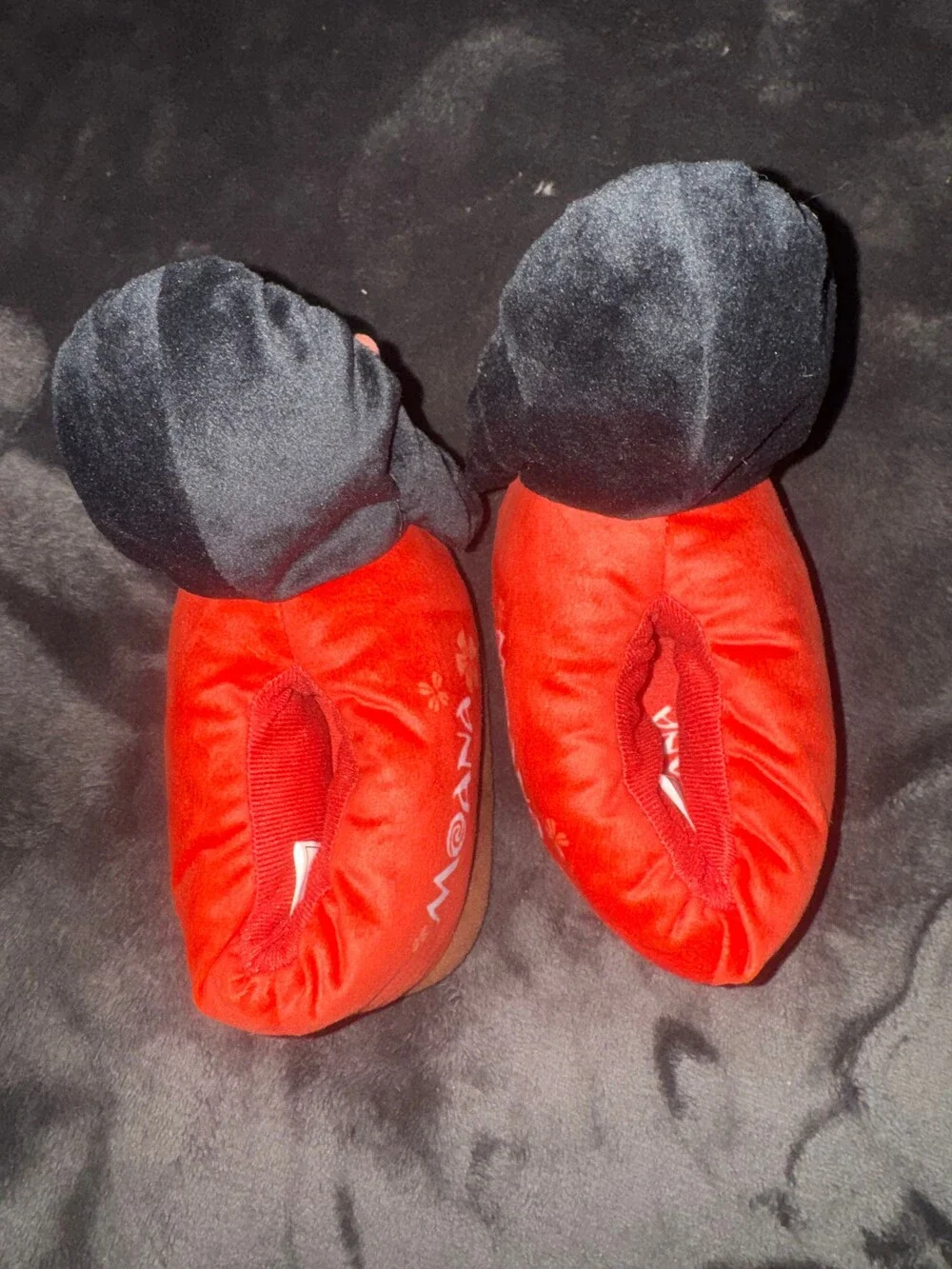 Moana Plush Slippers 7/8 Red Character Soft Non-Slip